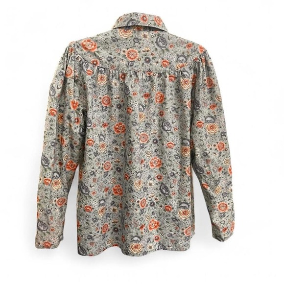 Vintage Floral Prairie Blouse Cottagecore Button Up Long Sleeve Grandma-Chic - Picture 3 of 4